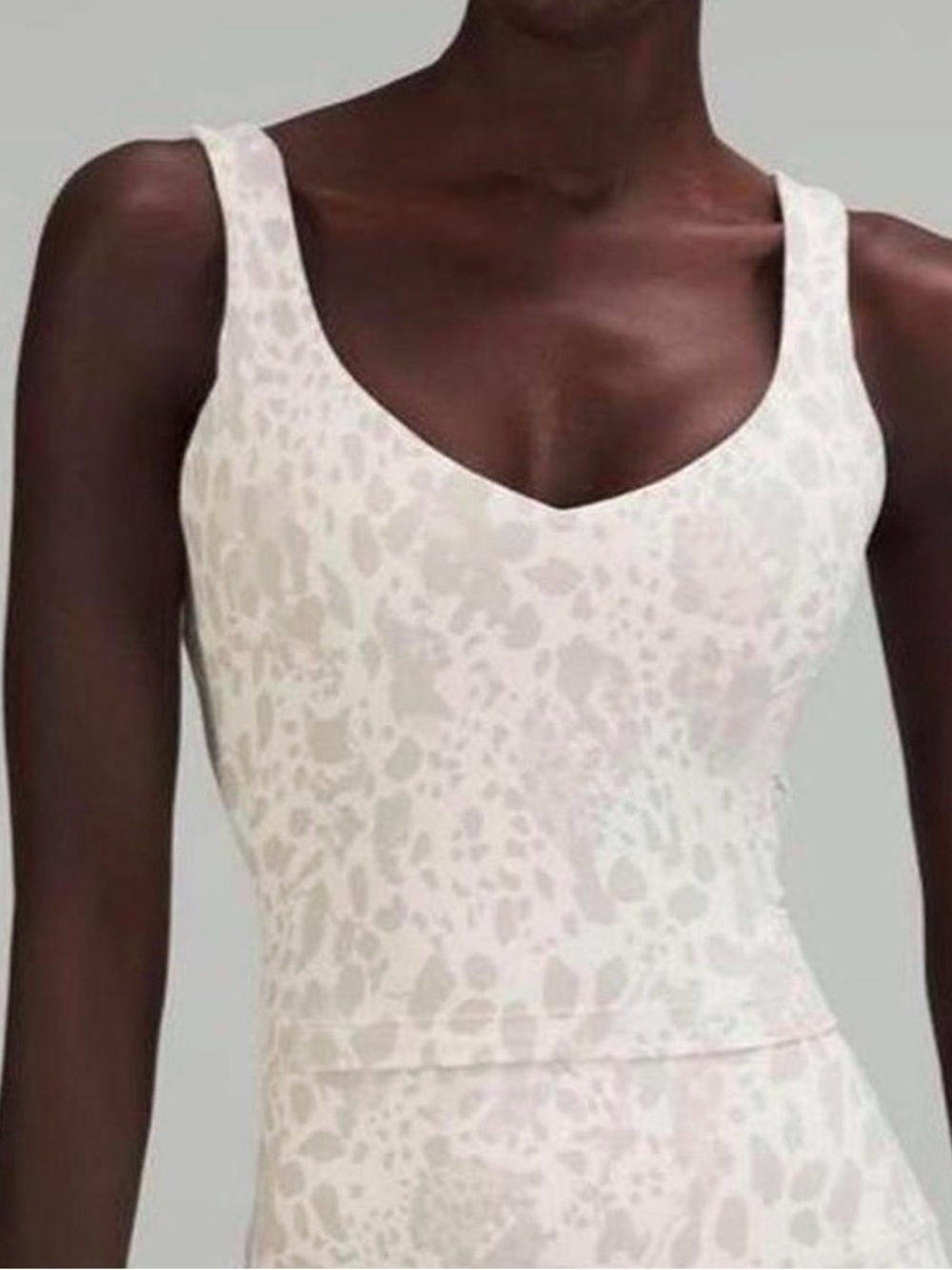 Lululemon White Animal Print Cropped Tank Top